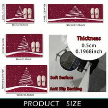 1 pieza Felpudo de goma con estampado de árbol de Navidad blanco y copos de nieve, para baño, cocina, lavandería, decoración navideña, decoración del hogar, decoración de fiestas, decoración de bodas, decoración de comedor - Multicolor - Ver 11