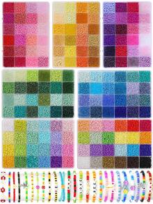 5200pcs 3mm Seed Beads Kit, Mix Colors Glass Seed Beads Kit For Jewelry Making, DIY Round Bead Craft Gift Bracelet Necklace, Enhance Friendship