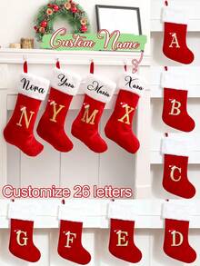 Personalisierte Buchstaben Weihnachtssocken, individualisierte Namens-Weihnachtsdekoration Socken, Weihnachtsdekorationen, Weihnachtsgeschenke für die Familie, Weihnachtsandenken