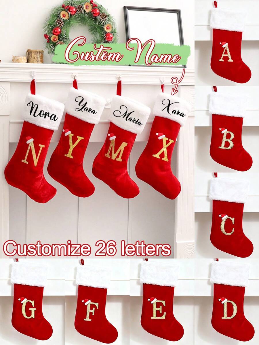 Personalisierte Buchstaben Weihnachtssocken, individualisierte Namens-Weihnachtsdekoration Socken, Weihnachtsdekorationen, Weihnachtsgeschenke für die Familie, Weihnachtsandenken