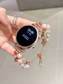 Premium Pearl Chain Strap Suitable For Galaxy Watch 7/6/5/4 Strap 40 Mm 44mm 47mm 46mm 41mm,Galaxy Watch 5 Pro 45mm,Galaxy Active 2,Galaxy The Watch 3,18/20/22mm, Compatible With HW Watch 5/4/3/2/1 And GT5/4/3/2, As Well As HW Watch Fit3/Fit4 And HW Band 8/9/10NFC