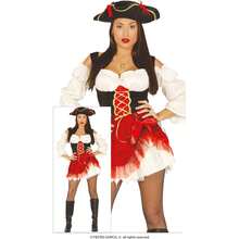 Fiestas Guirca 成人海盜服裝，經典風格夏洛特海盜服裝，適合主題派對和服裝活動，非常適合慶祝活動、狂歡節、角色扮演和幻想活動，有多種尺寸可供選擇 - 免費送貨✅ 24/48 小時內送達西班牙（半島） - 彩色 - 查看 1