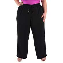 Kit 3 Patanlona Plus Size Pants Women's High Waist Pockets Stylish Elegant Pockets - 3 黑色 - 查看 2