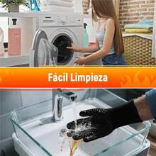 Guantes de Barbacoa, Guantes para Horno Hasta 800 ° C/1472 ° F, Aislamiento Térmico Manoplas de Silicona, Guantes BBQ Antideslizante, Guantes de Cocina para Parrilla, Hornear, Microondas y Chimenea(Negro) - Negro - Ver 5