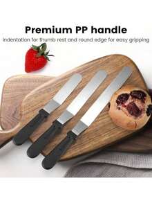 Cake Offset Spatula , Icing Spatula Set With 6 8 10 Inch Stainless Steel Blades Cake Decorating Tools, Cake Spatula With PP Plastic Handle Angled Frosting Spatulas Set (6 8 10 INCH) - 預設 - 查看 2
