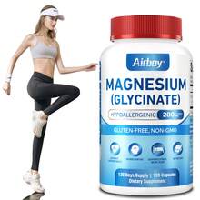 BUPORAI Cápsulas De Glicinato De Magnesio: Ayudan Con El Estrés, Los Músculos, El Sueño, Las Articulaciones, Los Huesos Y La Salud Inmunitaria Y Cardiovascular (120 Unidades) - 120 cápsulas - Ver 1