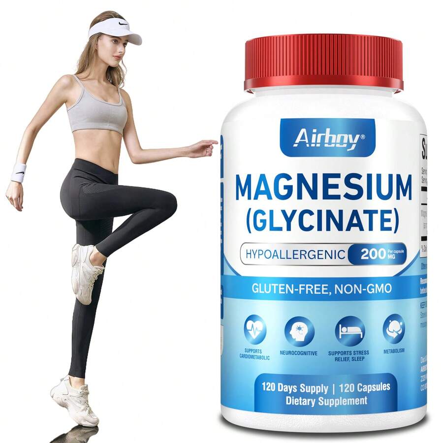 BUPORAI Cápsulas De Glicinato De Magnesio: Ayudan Con El Estrés, Los Músculos, El Sueño, Las Articulaciones, Los Huesos Y La Salud Inmunitaria Y Cardiovascular (120 Unidades) - 120 cápsulas - Ver 1