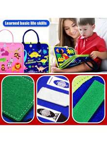 Tablero de actividades 12 en 1 - Juguetes sensoriales, promueven el desarrollo de habilidades motoras - Libro de actividades de aprendizaje con cremallera, hebilla, botón y cordón, adecuado para niños de 0+ años - Regalo de cumpleaños ideal para niños y niñas, colores de accesorios aleatorios - Multicolor - Ver 5