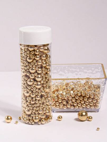 130g/4.59oz Chispas doradas, chispas de azúcar perlado redondo, adecuadas para decorar pasteles, se pueden usar para helados, magdalenas, hornear, decoración de pasteles