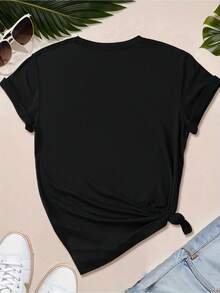 Women's Text Customized T-Shirt, Short Sleeve Round Neck Casual Tops , Women's Casual Sports T-Shirt