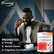 XEMENRY Cafeína y L-teanina: Mejora la energía, la resistencia, la concentración y la relajación. Favorece el metabolismo del sueño. 120 unidades. - 120 cápsulas - Ver 9