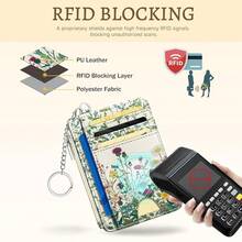 Wildflower Credit Card Holder Small Wallet Women, Flowers Slim RFID Blocking Wallet Woman Keychain With Zipper Coin Pocket, Front Pocket Thin Travel Card Case With ID Window For Ladies Gifts{"Color_name":"Wildflower"} - 多色22 - 查看 5