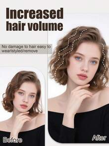 Extensiones de cabello con clip de fibra sintética resistente al calor con ondas de agua de 6-18 pulgadas para cabello ralo, para volumen instantáneo en las raíces (uso diario/fiesta)