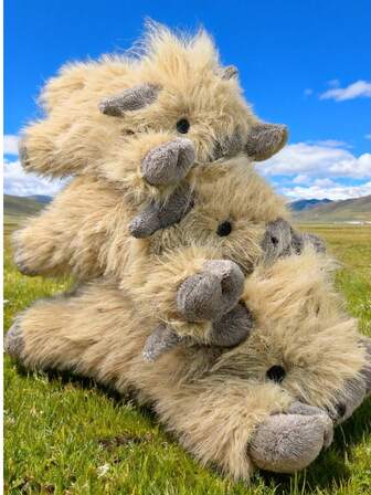 3 tamaños de muñeco de peluche suave de vaca de las tierras altas, muñeco de peluche esponjoso y suave de vaca, regalo de peluche de vaca cómodo, decoración de peluche realista, adecuado para adultos, niños, niños, niñas, cumpleaños, Halloween y Navidad