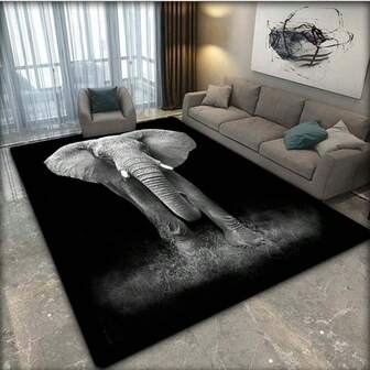 1pc Vivid Elephant Pattern Anti-Slip Fatigue Relief Carpet, Suitable For Patio, Garage, High-Traffic Areas, Home Rooms, Spring Decor Gift, Office, Farmhouse, Hotel Christmas Decor Kitchen Rug