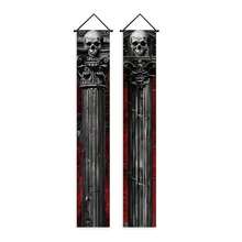 Halloween Door Banner 2 Pcs Set Skull Pattern Halloween Porch Sign For Front Door - Multicolor - View 6
