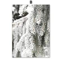 Pintura en lienzo de impresión minimalista de escena invernal con alces, árboles y campo para decoración del hogar y sala de estar - Multicolor - Ver 6