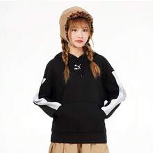 PUMA 女款跑步训练卫衣，舒适宽松休闲套头衫 534164 - 黑色 - 查看 1