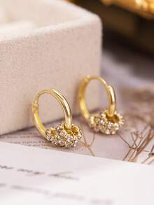 1 Pair Vintage Elegant Copper Hoop Earrings, Shiny Decorative Minimalist Luxury Design, Suitable For Women's Daily Wear, Gift For Friends, Christmas Gift