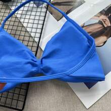 Áo lót hai dây phổ biến, áo ngực thể thao không lưng dây mảnh dành cho nữ, hỗ trợ nhẹ, áo tập thể dục dáng ngắn, áo ngực yoga xếp ly không đường may, thích hợp cho mùa xuân. - Xanh đậm - Xem 7