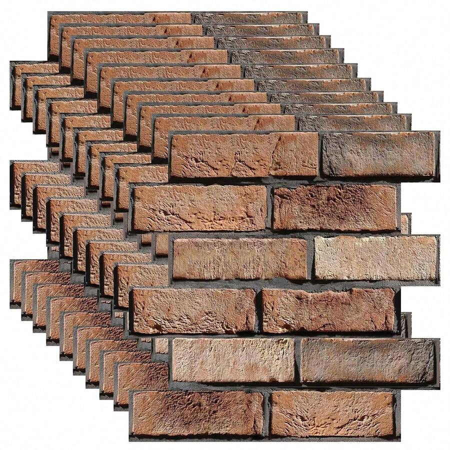 10/20片装 3D砖纹创意立体墙贴 自粘墙纸 易撕易贴 可裁剪 墙面艺术壁画 DIY厨房浴室办公室客厅家居墙面装饰