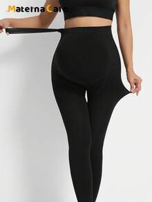 1 件孕妇打底裤，400 克厚保暖内衬，纯色，可调节腰部带纽扣，腹部支撑，适合孕早期、中期和晚期，时尚简约 - 彩色 - 查看 12