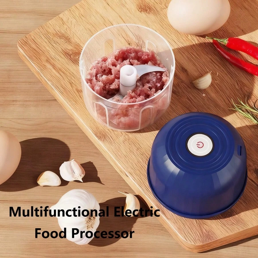Pequeña picadora-trituradora eléctrica multifuncional de ajo - Tiene también la propiedad de procesador de alimentos pequeño y portátil; puede triturar verduras y ajo. Como procesador de alimentos manual, se puede usar para cortar ajo, cebolla y chile. Su función principal es triturar y picar ajo; gracias a su diseño eléctrico, mejora la eficiencia del procesamiento, y su tamaño compacto facilita su almacenamiento y transporte.