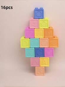 Klocki dla niemowląt, klocki dla maluchów, zabawki do układania i budowania dla niemowląt, 16.08.2024 Miękkie i edukacyjne klocki – cyfry, kształty, klocki na baby shower, kolory, zwierzęta – jeden, dwa, ściśnij – 6 miesięcy +, zabawki do układania dla maluchów w wieku 1-3 lat, losowy kolor