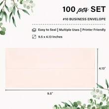 50 Pack  10 Business Envelopes, Self Seal Standard Kraft Envelopes Secure Business & Legal Mailing, Office, Checks, Letter, Invoices, 4 1/8 X 9 1/2 Inches - 腮紅粉色配玫瑰金箔 - 查看 2