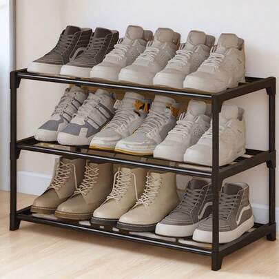 Platzsparendes Schuhregal unter dem Bett, mehrstöckiger Schuhschrank, stabile Metall- und Kunststoffstruktur, einfache Montage, geeignet für Eingangsbereich/Türbereich, hält 6-10 Paar, staubdichtes Design, schmales Profil passt in enge Räume, perfekt für kleine Zimmer und Studentenwohnheime, tragbare Schuhorganisationslösung