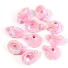 10pcs 14x24mm Acrylic Beads Plated Colorful Santa Hat Beads, Fashion Iridescent Red & Green Hat Christmas Decoration Handmade DIY Beads, Suitable For Holiday Decoration, Stationery, Craft Making, Pendant, Keychain, Accessory