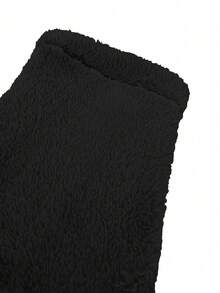 Plus Size Women Casual Solid Color Hooded Long Sleeve Zipper Pocket Design Fluffy Jacket, Fashionable & Elegant For Daily Commute And Street Style, Suitable For Autumn And Winter