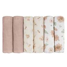 6-Pack Sunflower Print Cotton Muslin Swaddle Blankets, Soft Breathable Cloths For Newborns, For Nursery, Baby Shower Gift - 彩色 - 查看 9