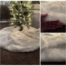 90cm Falda para rbol de Navidad de Piel sinttica, Falda de Felpa Verde para Decorar el rbol de Navidad y Fiestas navideas - 90cm + Blanco - Ver 3