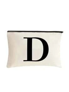 字母帆布手提袋，带化妆包，个性化礼品袋，适合婚礼、生日、海滩、度假、上学等场合，是送给女性、妈妈、老师、朋友、伴娘、学生的绝佳礼物。大容量手提袋，简约宽敞，便携休闲收纳袋，多功能购物袋，全新设计，容量大，是购物的理想之选，也可作为单肩包使用。 - 黑與白 - 查看 55