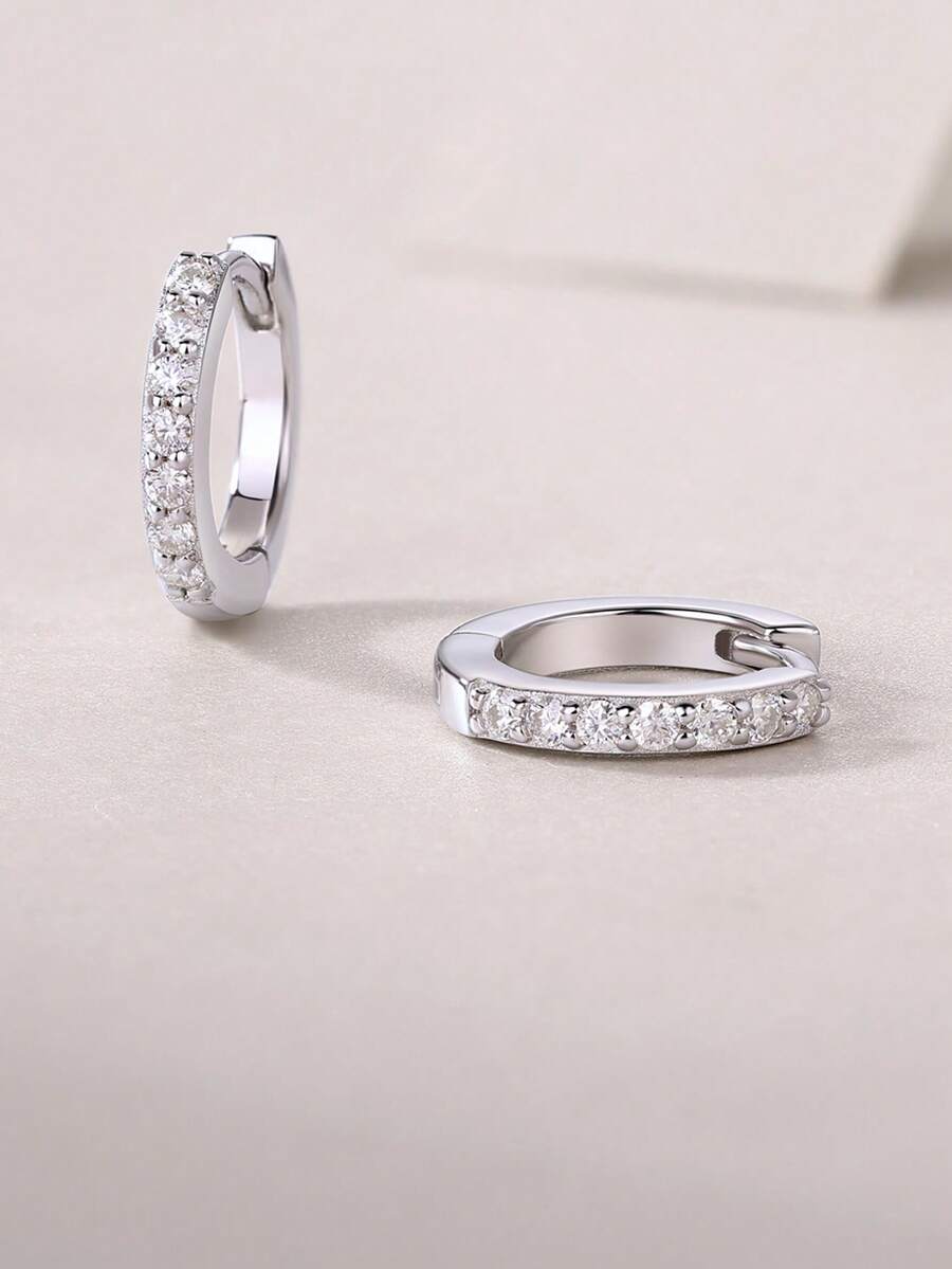 925 纯银莫桑石耳环，防过敏女士耳环，高端感，母亲节、情人节、婚礼、周年纪念、生日礼物，时尚百搭，适合日常佩戴 - 耳環 - 查看 1