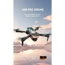 Dron Profesional A88 Pro 6K Ultra HD con Doble Cámara | Cuadricóptero Plegable con Posicionamiento Óptico y Modo de Altura Constante, Estabilización Anti-Vibración | Drone Fotográfico con Gran Autonomía, Regalo Ideal - A88 cámara única BK - Ver 3
