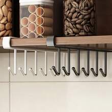 Eisen Haken Tassen Halter Aufbewahrungsregal mit 6 Haken, geeignet für Schränke, Töpfe und Schaufelregale sowie Aufbewahrungsregale, die kein Bohren erfordern