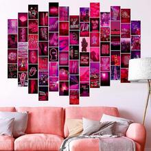 70 Pcs Pink Neon Wall Collage Kit Aesthetic Pictures,Hot Pink Room Decor For Bedroom Small Posters For Room Aesthetic,Dark Pink Dorm Photo Wall Decor For Teen Girls Women 4x6 Inch - Neon hồng - Xem 3