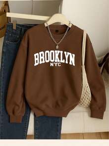 Sudadera cuello redondo Look urbano  Moda casual - Camel - Ver 1