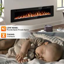 72 Inch Electric Fireplace Inserts Ultra - Thin 750/1500W Electric Fireplace Heater Freestanding Wall Mounted Or Recessed With Adjustable Multicolor Flame And Timer - US B Type Plug(110-127V) - View 5