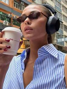 1 PC Women's Oval Shape Summer Eyeglasses, With Stylish Color Block Embellished Temples, Minimalist Chic Design, Suitable Everyday Accessory, Business Casual Woman Beach Accessories Women Vacation Outfits Women - 棕色 - 查看 7