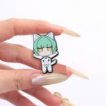 1pc Cute Cat's Ears (Steamed Cat-Ear Shaped Bread) Character Cartoon Image Enamel Pin Game Peripheral Brooch Player Gift Souvenir Accessories, Durable, Wearable All Year Round, Men And Women, Ideal Gift For Festivals, Activities And Collectors, Perfect Creative Fashion Gift - Multicolor - View 4