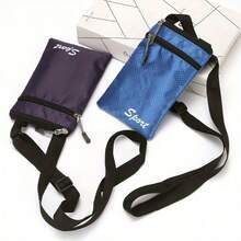 Bolsa Transversal Esportiva (1 unidade) - Alça Ajustável, Fecho com Zíper, Forro de Poliéster, Design Compacto para Passaporte e Itens Essenciais, Disponível nas Cores Azul, Preta, Roxa e Rosa, Acessório de Viagem | Bolsa Transversal Esportiva | Bolsa com Fecho de Zíper