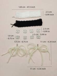 4pcs/6pcs Black & White Lace Shoelaces Decor, Y2K Style Faux Pearl Bow Flower Shoe Charms, Silver Resin Shoelace Clips DIY Accessories For Women's Sneakers, Boots, Suitable For Christmas, Halloween, Valentine's Day, Birthday, Holiday Party (Shoes Not Included) - Multicolor - View 11