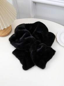 1 件女士秋冬兔毛仿毛温暖厚双面渐变色钻石拼接十字交叉颈部保暖围巾 - 彩色 - 查看 21