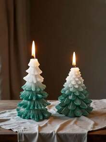 2pcs/Set 3D Christmas Tree Silicone Mold, Pine Tree Candle Mold, Christmas Tree Decor Plaster/Concrete/Resin Casting Mold, DIY Soy Wax Mold