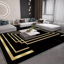 850g/Sqm Luxury Velvet Carpet, Black With Gold Accents, Non-Slip, Machine Washable, Durable & Soft Carpet Suitable For Living Room, Bedroom, Dining Room, Office - Rectangular, Lightweight, Fade-Resistant, Indoor/Outdoor Decor Christmas Decor Kitchen Rug - Multicolor - View 45
