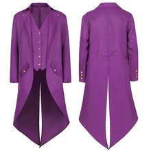 European And American Men's Medieval Retro Clothing Men's Mid Length Punk Retro Tailcoat Men - 藍色 - 查看 7