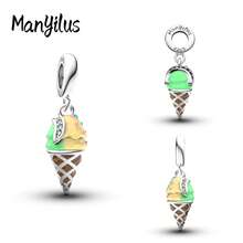 Manyilus Manyilus 1 Stück Sterling Silber Strandcharms im Vintage-Stil, Sommer Charms wie Palme, Kokosnussbaum, Strandkorb, kleiner Ente, Schwimmring, Pantoffeln, Strandmuscheln, rosa Donut, Eiscreme, Erdbeere, Biene, Anhänger & Perlen, geeignet für Armbänder und Halsketten, DIY Schmuckherstellung, Geschenk für Freunde und Liebhaber